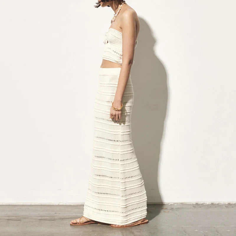 Boho Breeze – Crochet Beach Set with Tube Top and Skirt 0