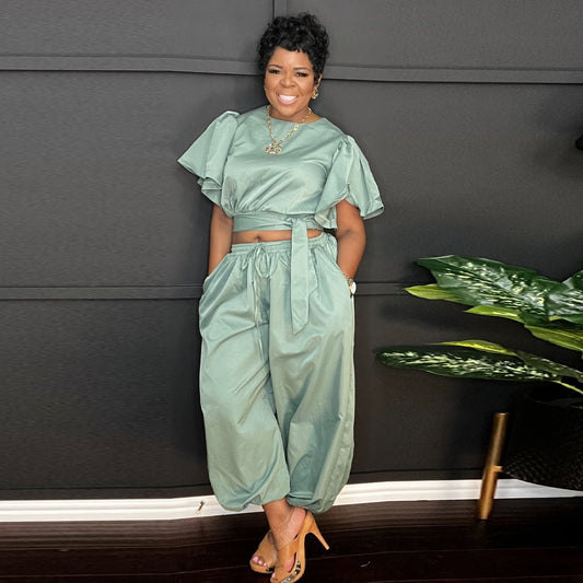 CAMILA | Statement Jogger Set with Peplum Details 0