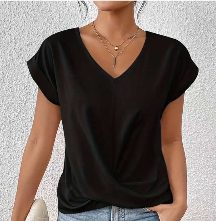 CELIN | V-Neck Top with Wrapped Hem and Casual Detail 5