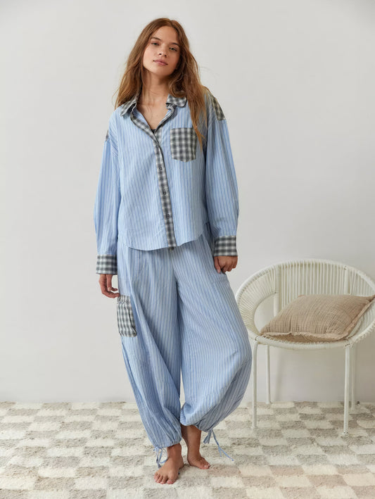 Camilla | Loose-fitting checked pajama set in casual-chic style 0