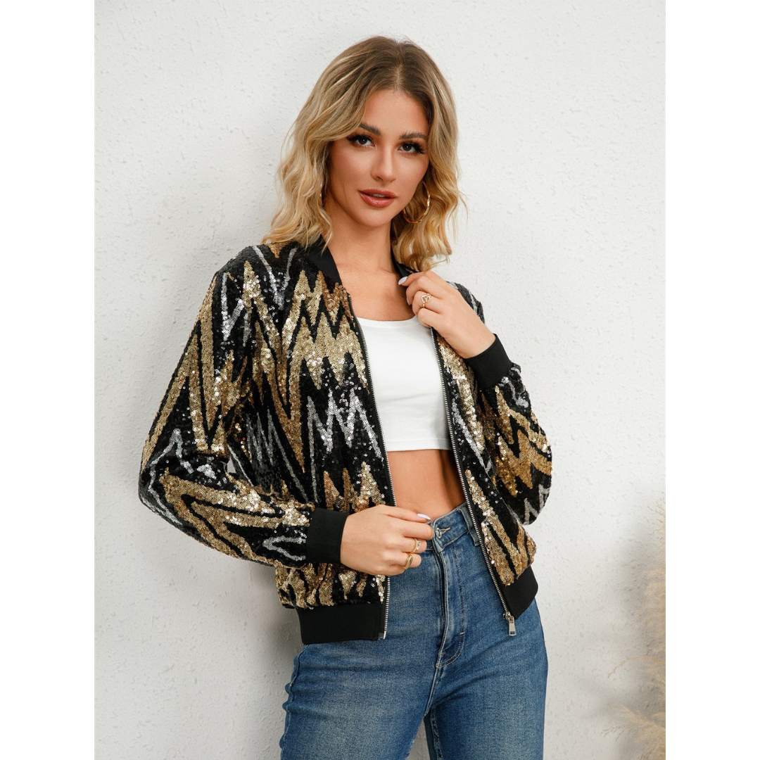 Chic Zip Jacket for Women | Sequins 1