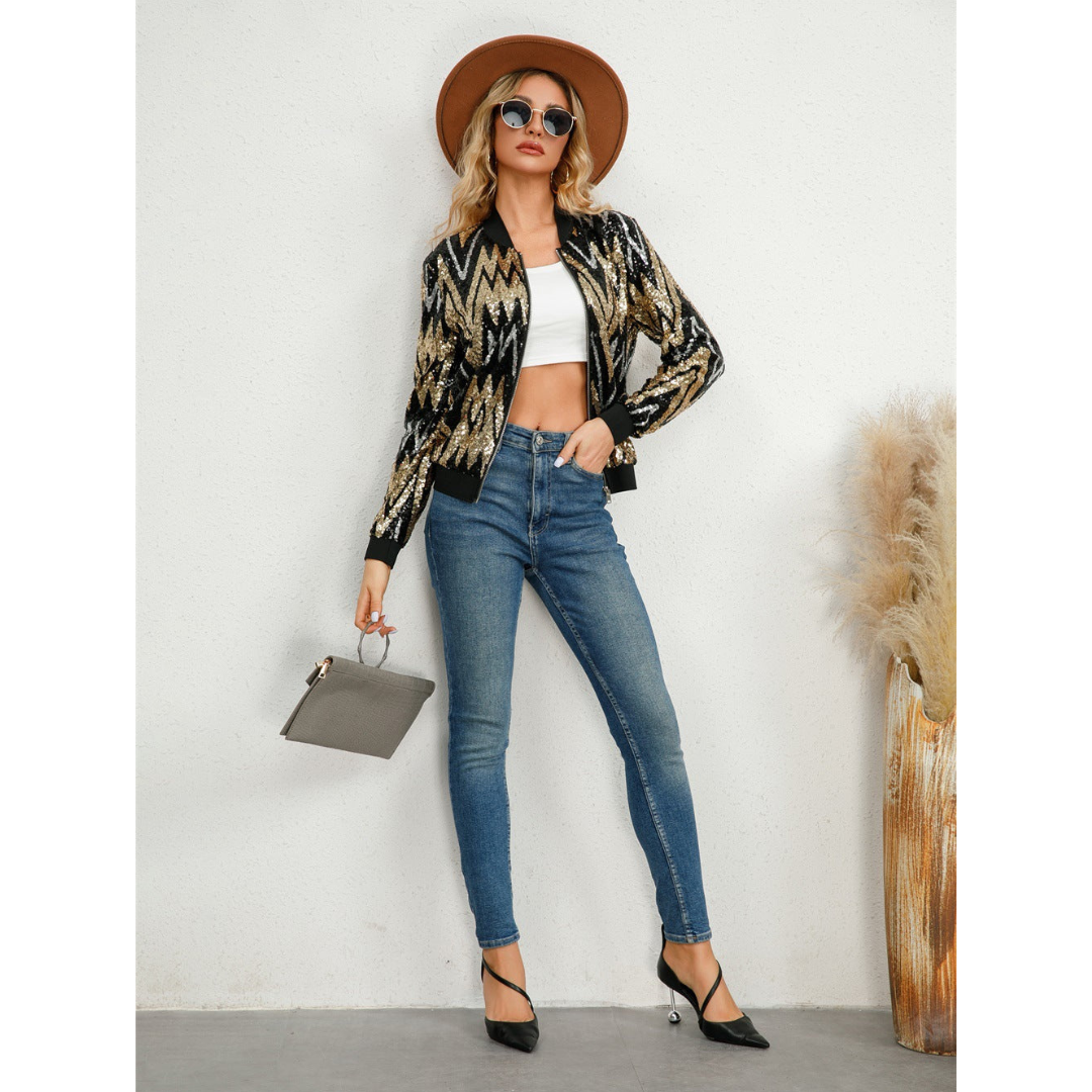 Chic Zip Jacket for Women | Sequins 2
