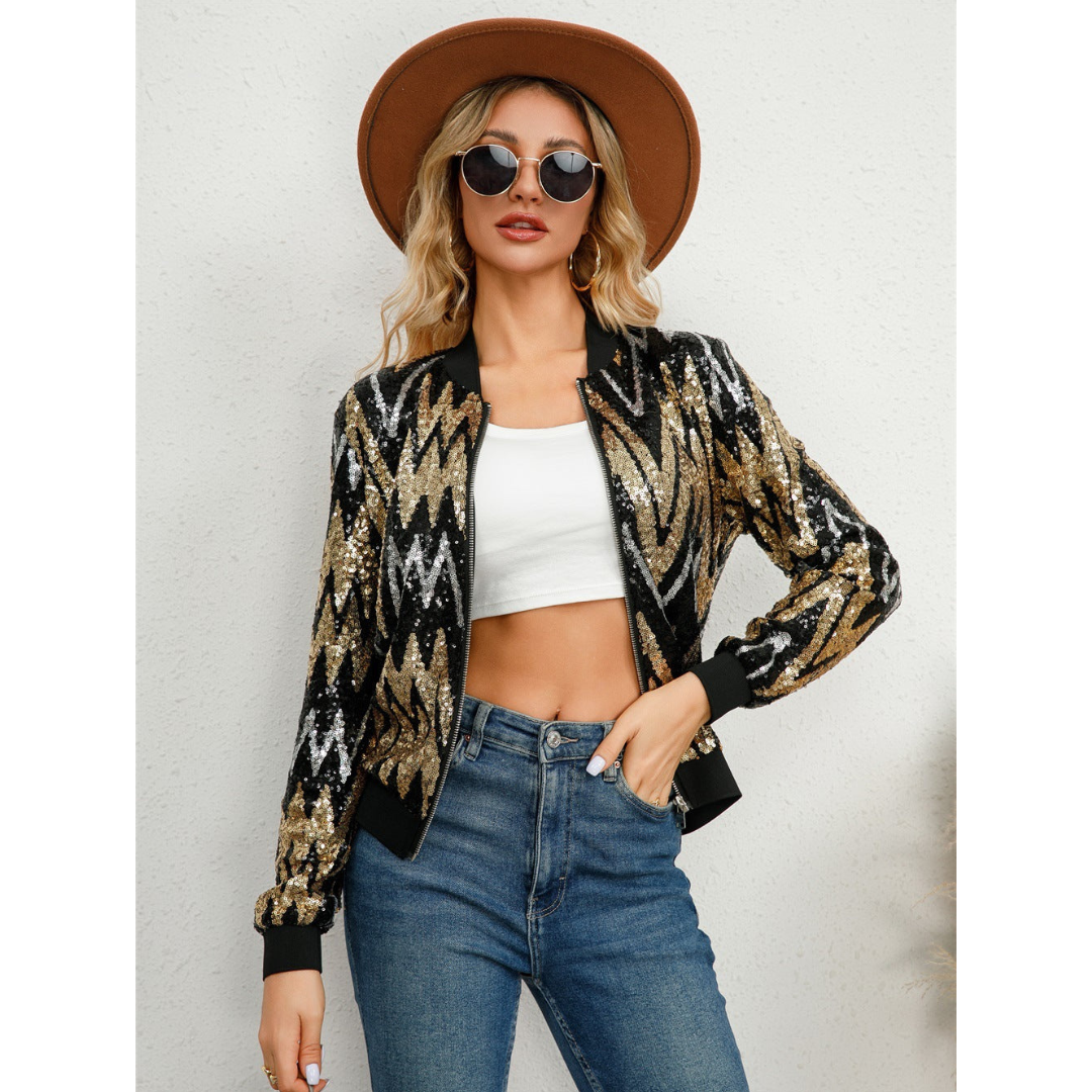 Chic Zip Jacket for Women | Sequins 5