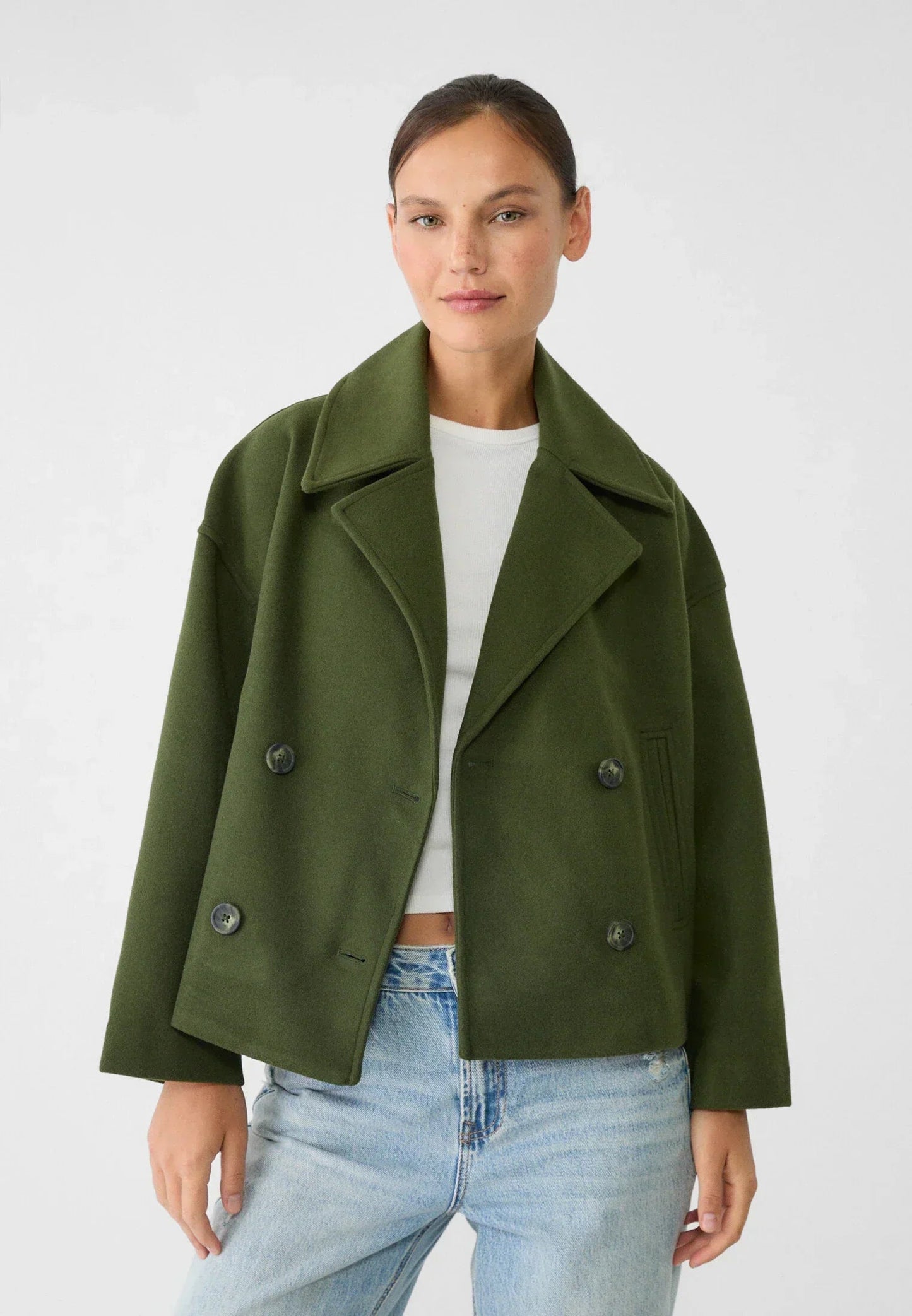Chic short women's coat with double buttons | Cropped double-breasted coat 4