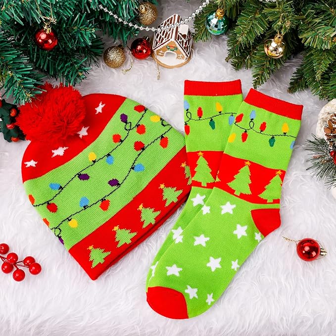 Christmas GlowWear Beanie Set | LED Lights, Soft Knit Material and Matching Socks 0