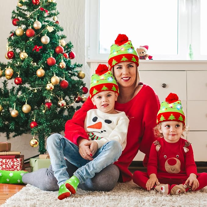 Christmas GlowWear Beanie Set | LED Lights, Soft Knit Material and Matching Socks 5