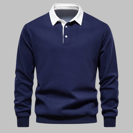 Cori Men's Sweater Black | Soft Breathable Fabric, Elegant Polo Collar 0
