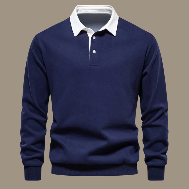 Cori Men's Sweater Black | Soft Breathable Fabric, Elegant Polo Collar 2