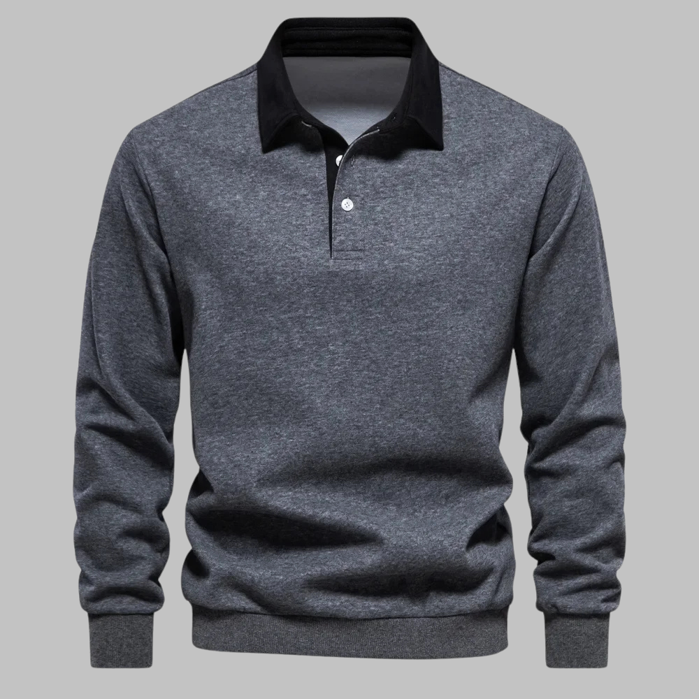 Cori Men's Sweater Black | Soft Breathable Fabric, Elegant Polo Collar 5