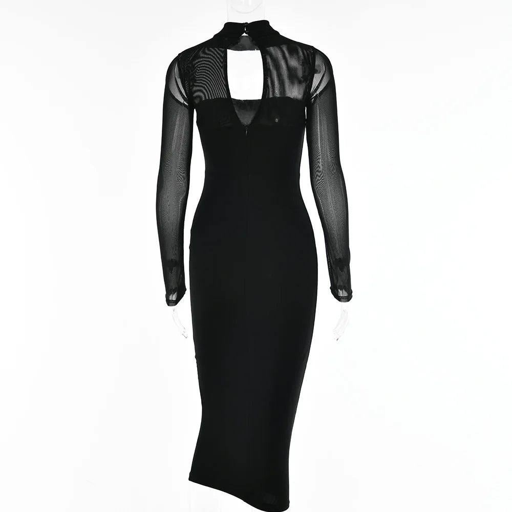 Corset Midi Dress with Long Sleeves – Y2K Elegance in a Timeless Silhouette 5