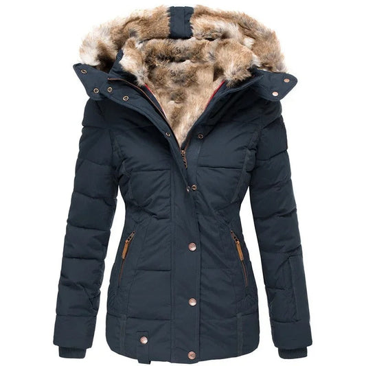 Cotton Padded Women's Coat | Long Women's Winter Coat with Hood 1