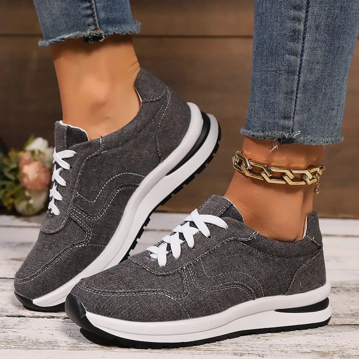 DAELYN | Orthopedic denim sneakers with platform sole 2