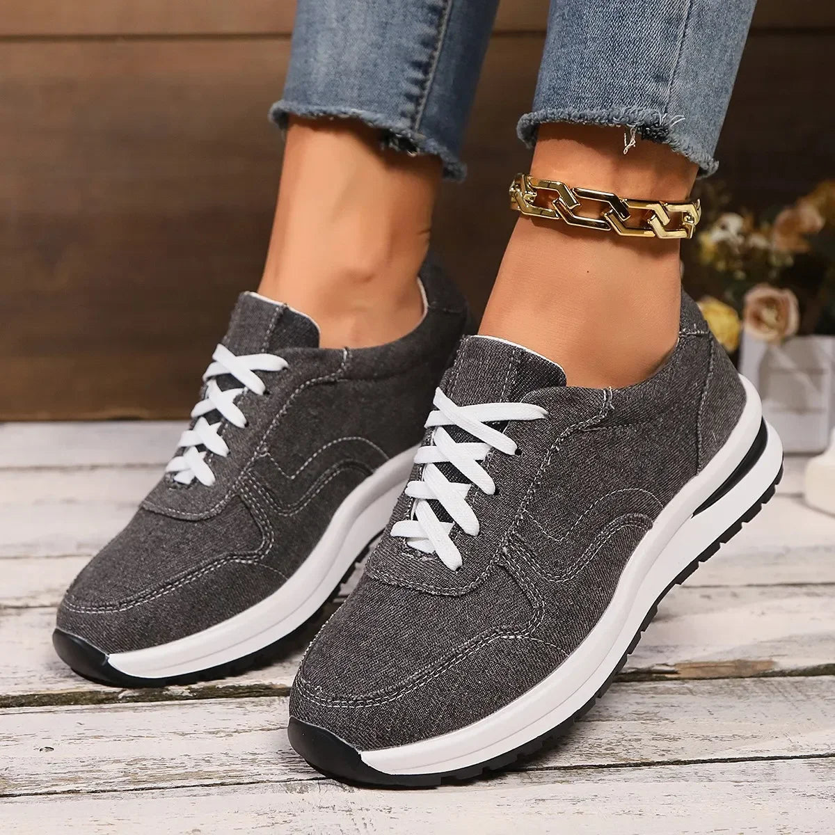 DAELYN | Orthopedic denim sneakers with platform sole 4