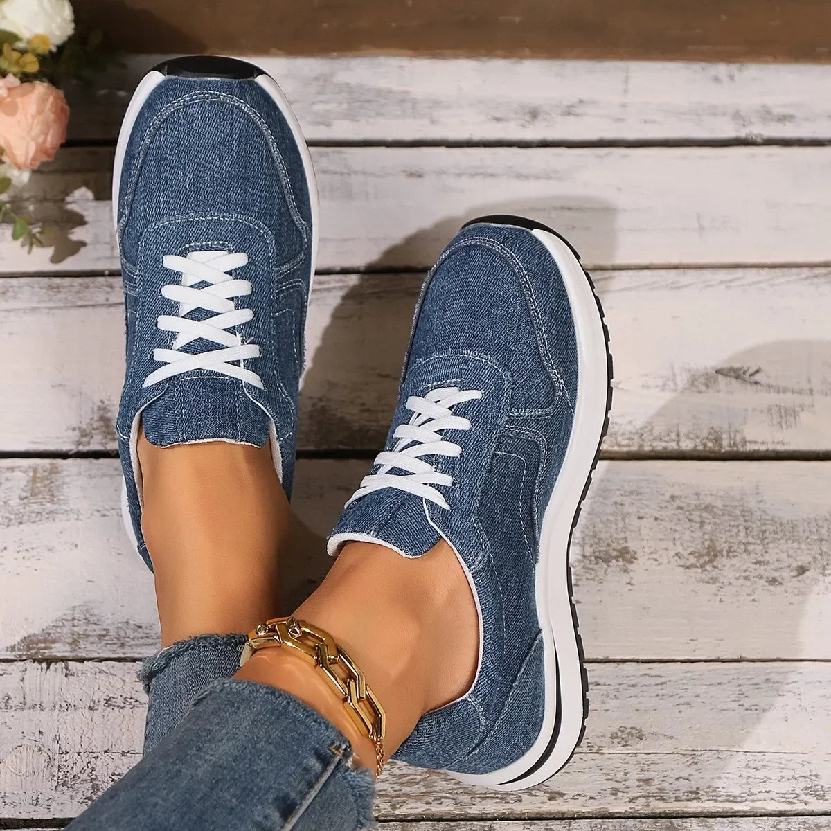 DAELYN | Orthopedic denim sneakers with platform sole 5
