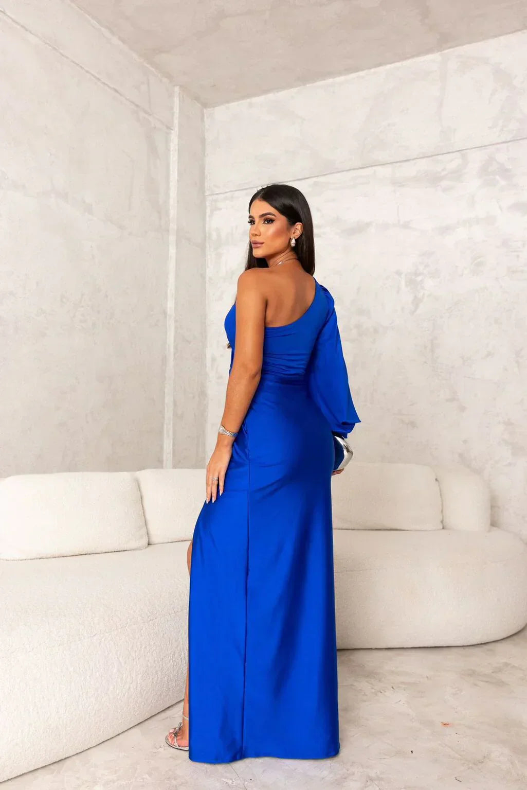 DALINA | One-Shoulder Wedding Guest Maxi Dress with Split 8