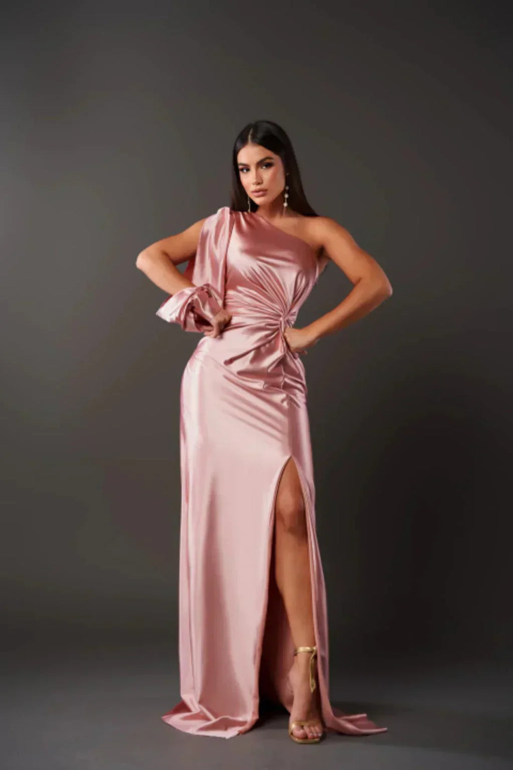 DALINA | One-Shoulder Wedding Guest Maxi Dress with Split 9