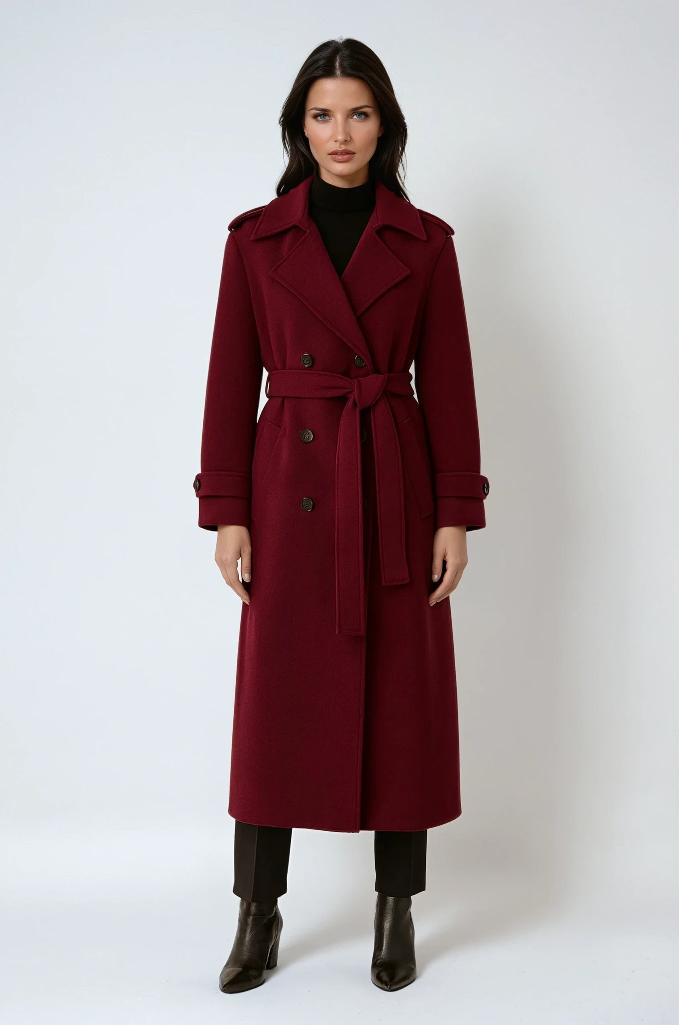 Daria Women's Winter Coat | Deep Burgundy Color, Elegant 0