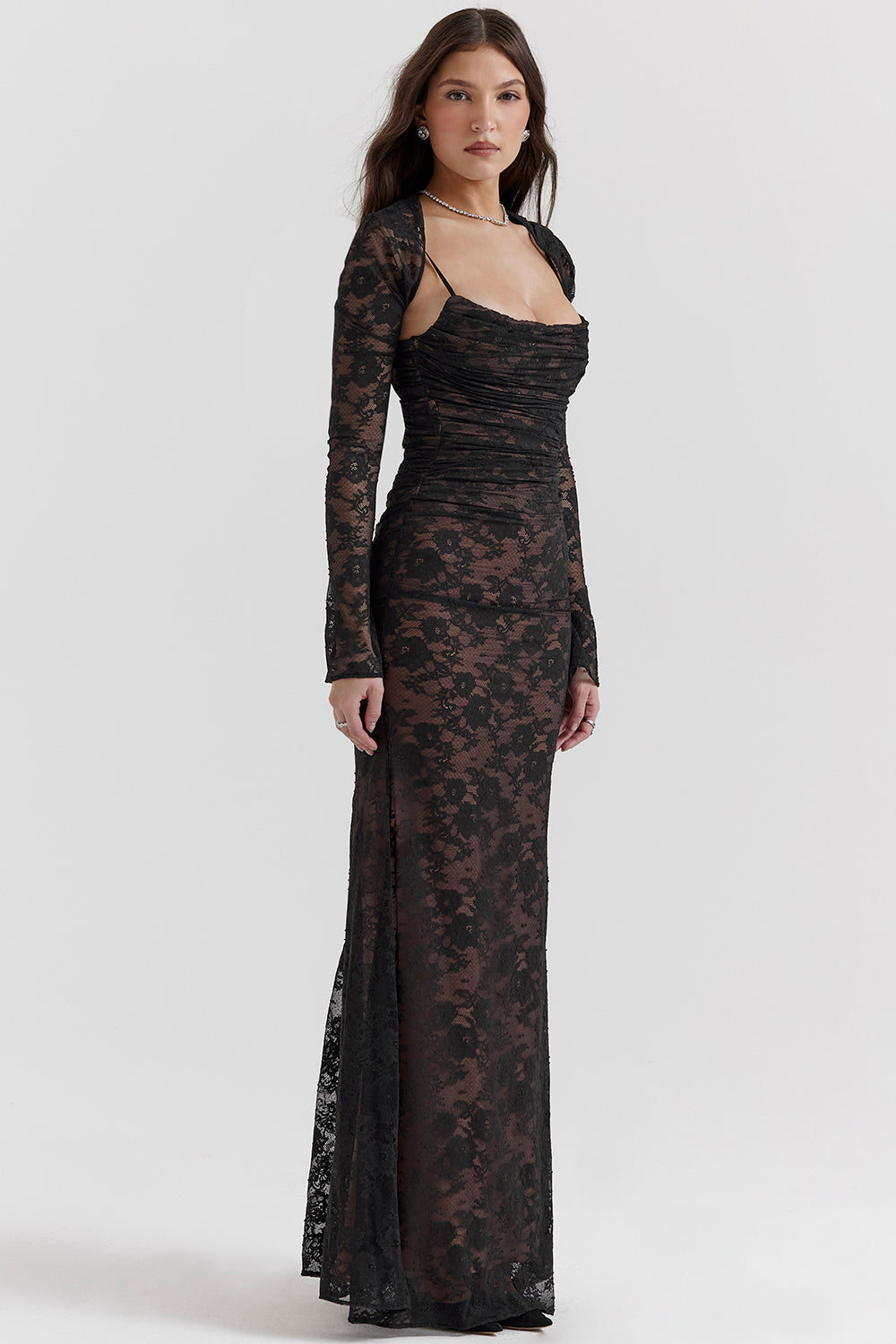 Delphina | Chic Corset Maxi Dress with Lace Details 0