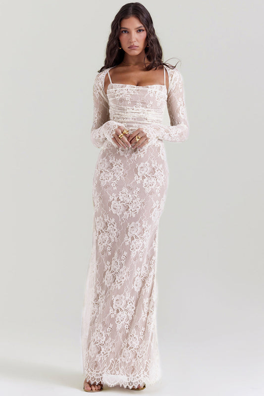 Delphina | Chic Corset Maxi Dress with Lace Details 1