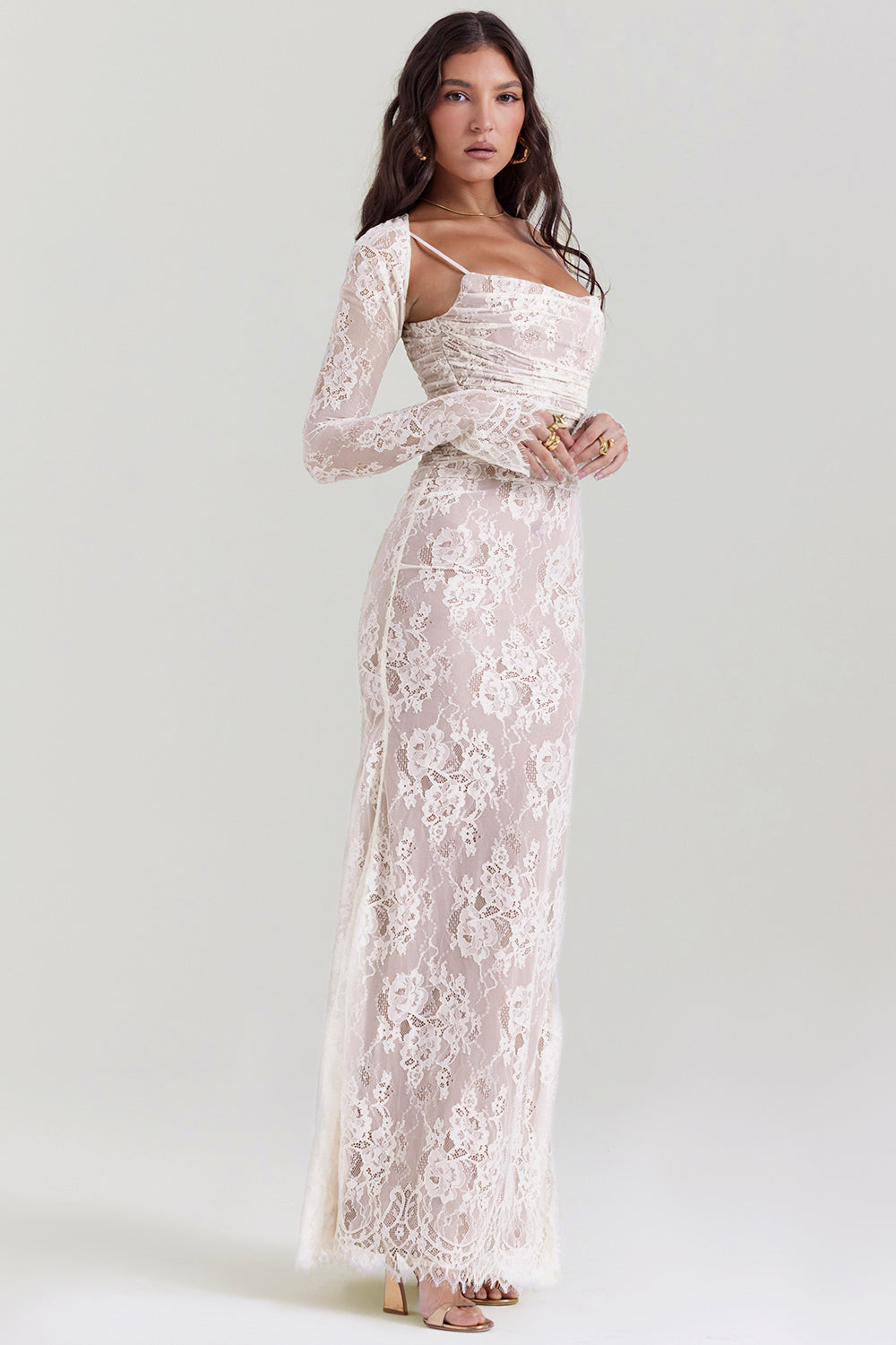 Delphina | Chic Corset Maxi Dress with Lace Details 2