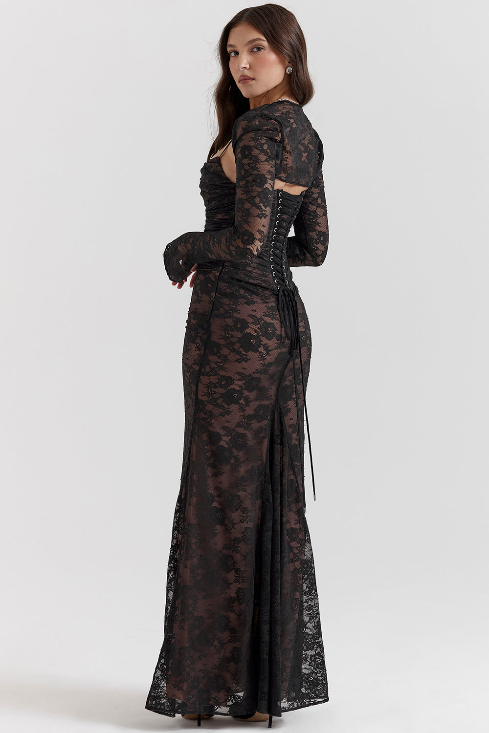 Delphina | Chic Corset Maxi Dress with Lace Details 7