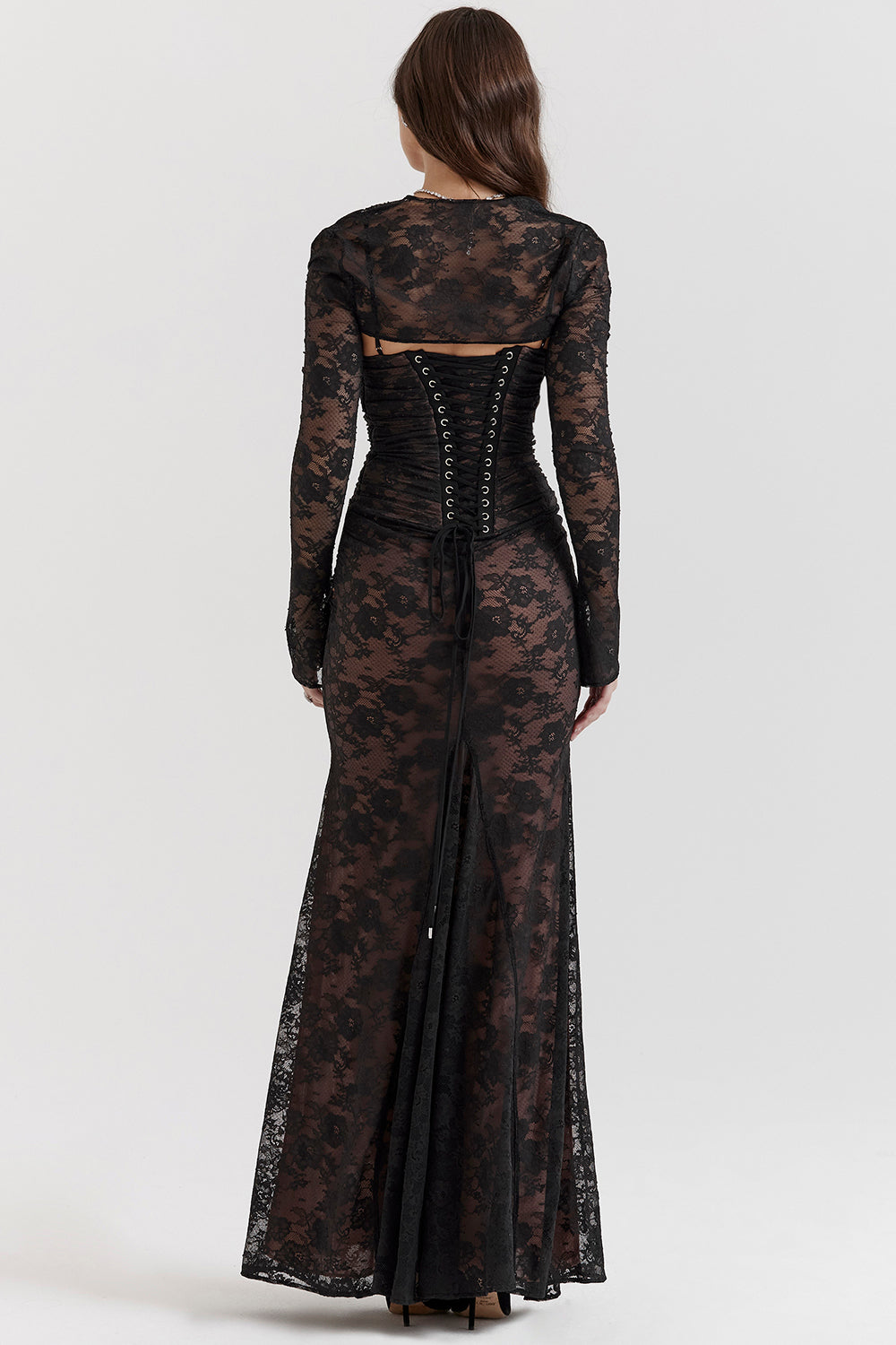 Delphina | Chic Corset Maxi Dress with Lace Details 8