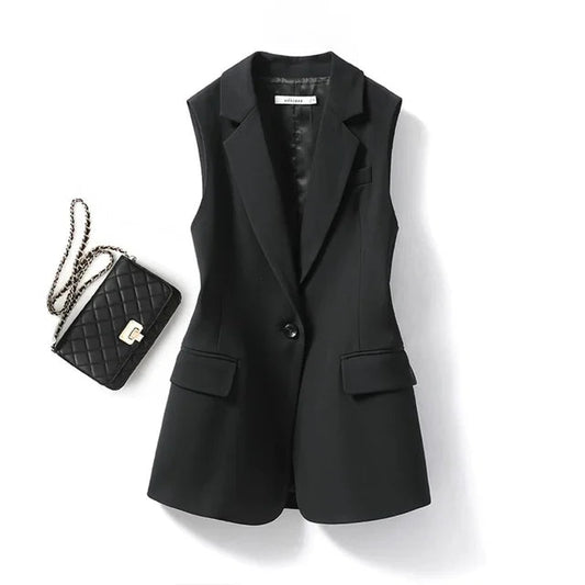 Diora | Classic Sleeveless Blazer Dress with Lapel Collar 0