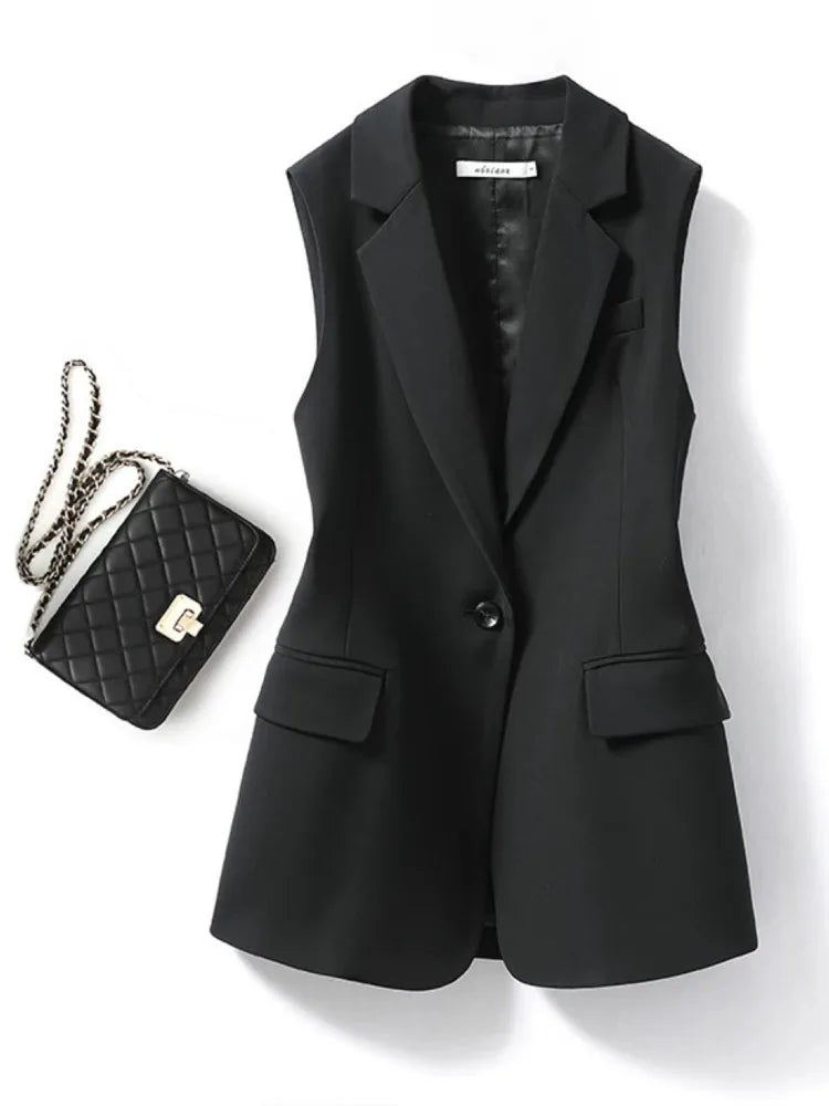Diora | Classic Sleeveless Blazer Dress with Lapel Collar 2