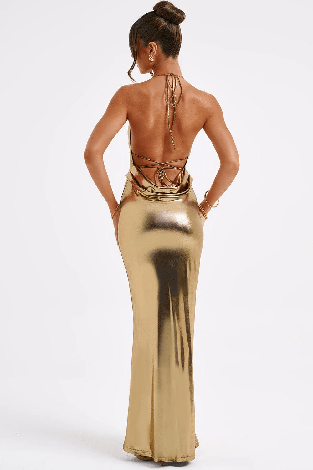 ELENORA | Metallic maxi dress with low back 2
