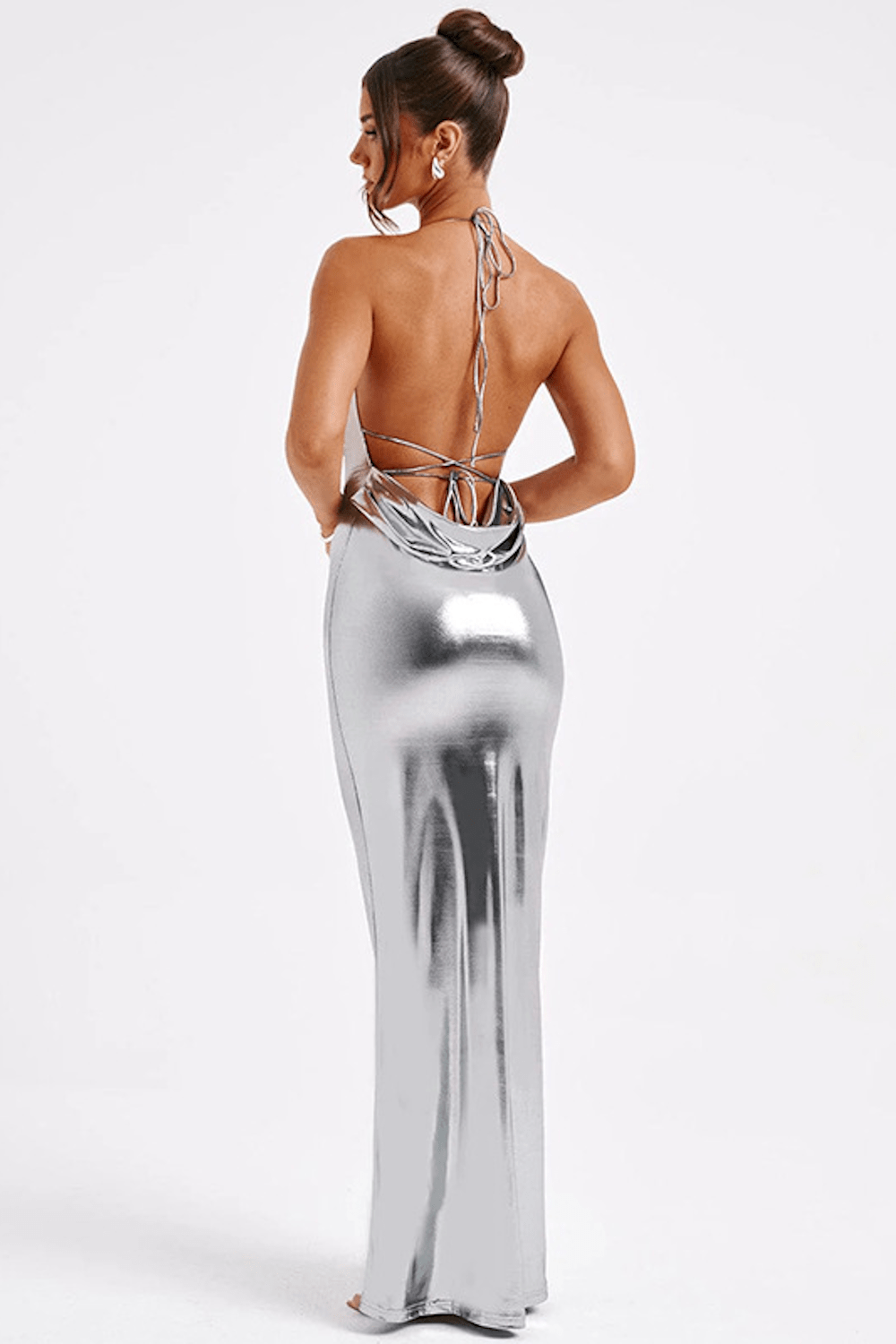 ELENORA | Metallic maxi dress with low back 5