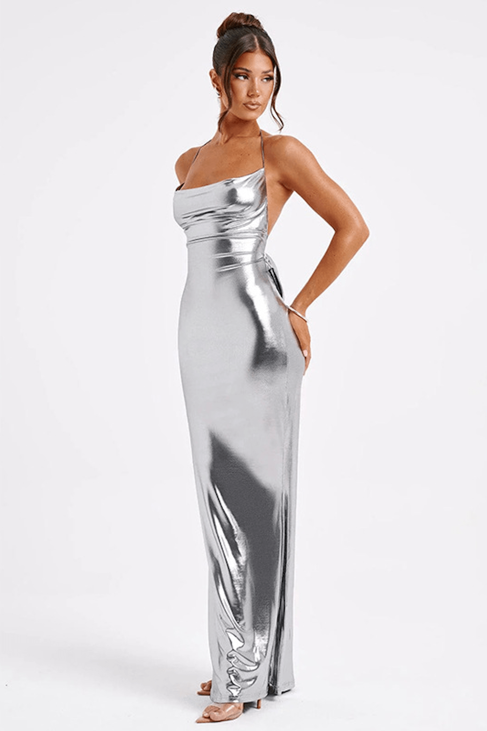 ELENORA | Metallic maxi dress with low back 7