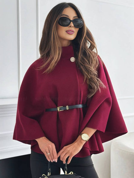 ÉLINOR | Short poncho coat with belt and batwing sleeves 0