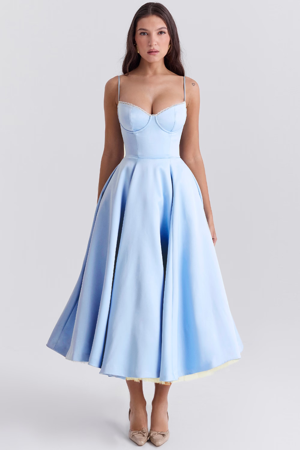 ELIORA | Elegant Midi Dress with Tulle Skirt 0