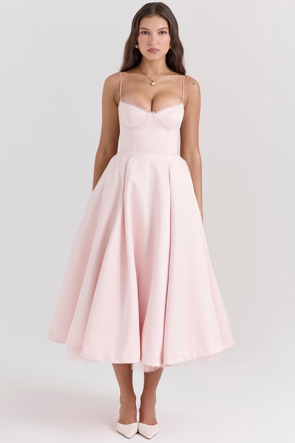 ELIORA | Elegant Midi Dress with Tulle Skirt 11