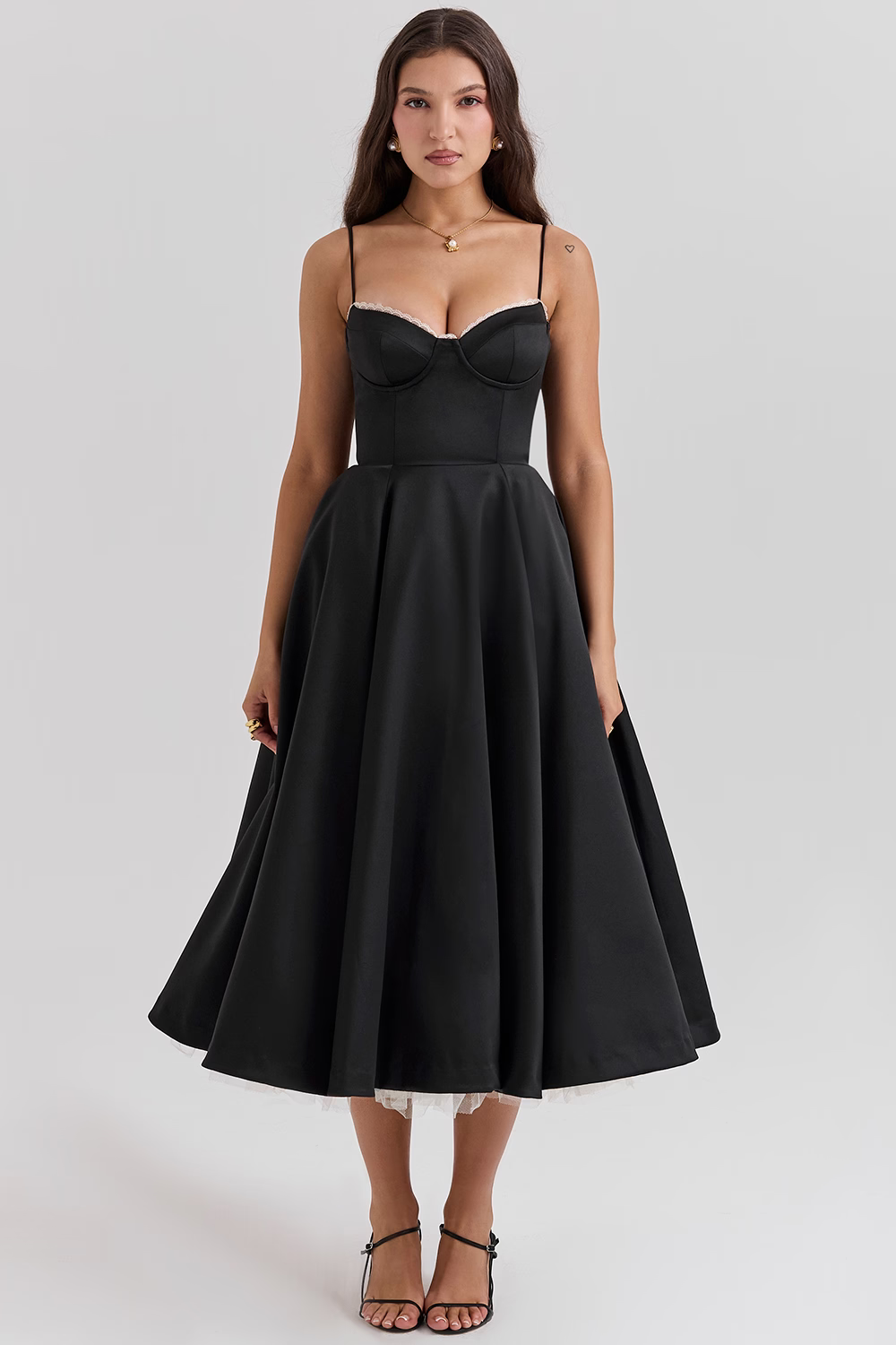 ELIORA | Elegant Midi Dress with Tulle Skirt 12