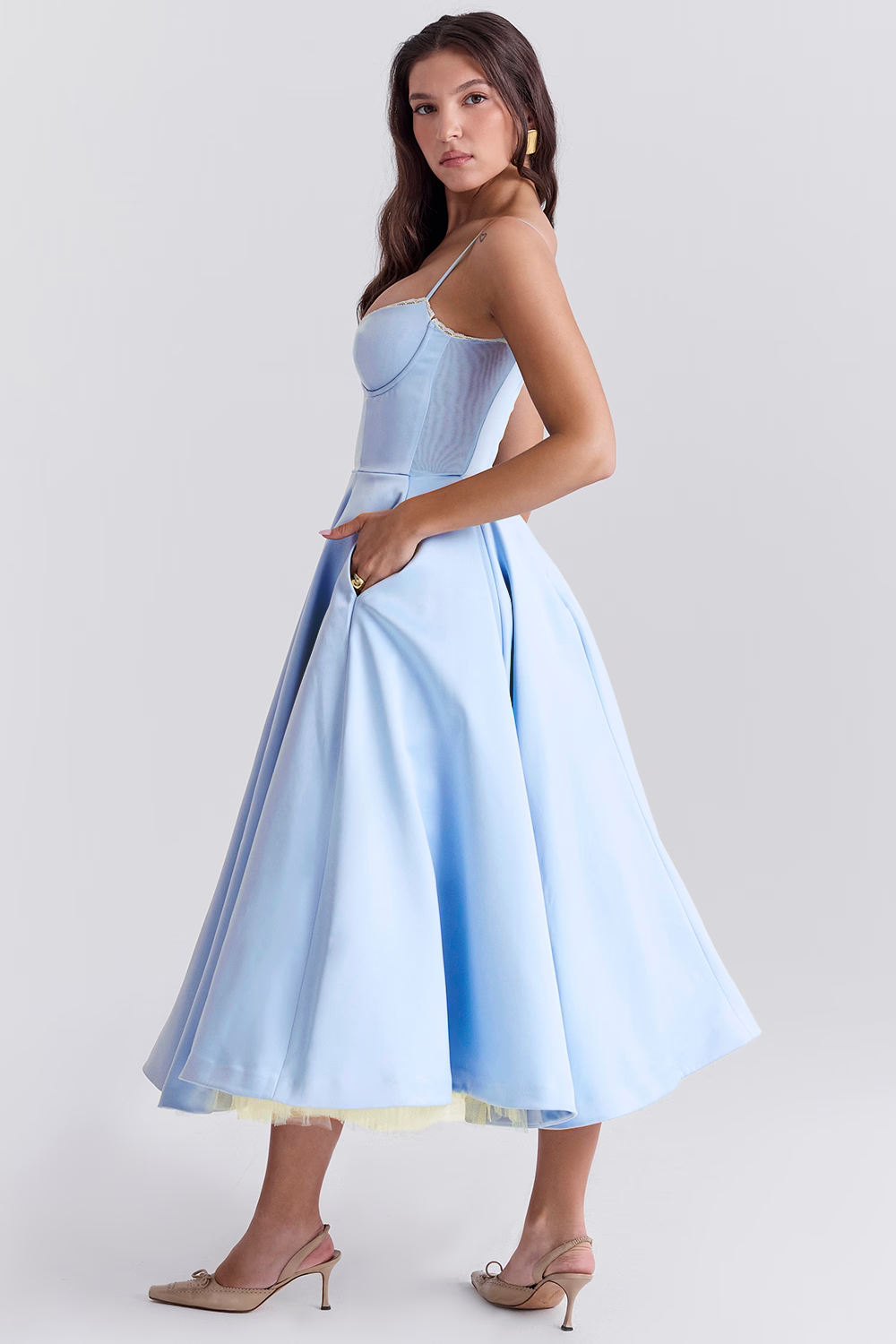 ELIORA | Elegant Midi Dress with Tulle Skirt 2