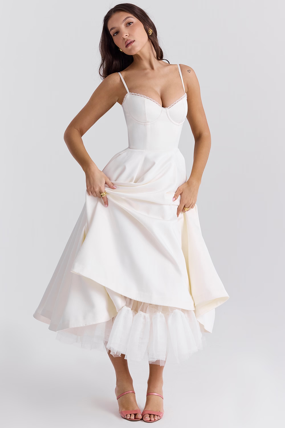 ELIORA | Elegant Midi Dress with Tulle Skirt 5