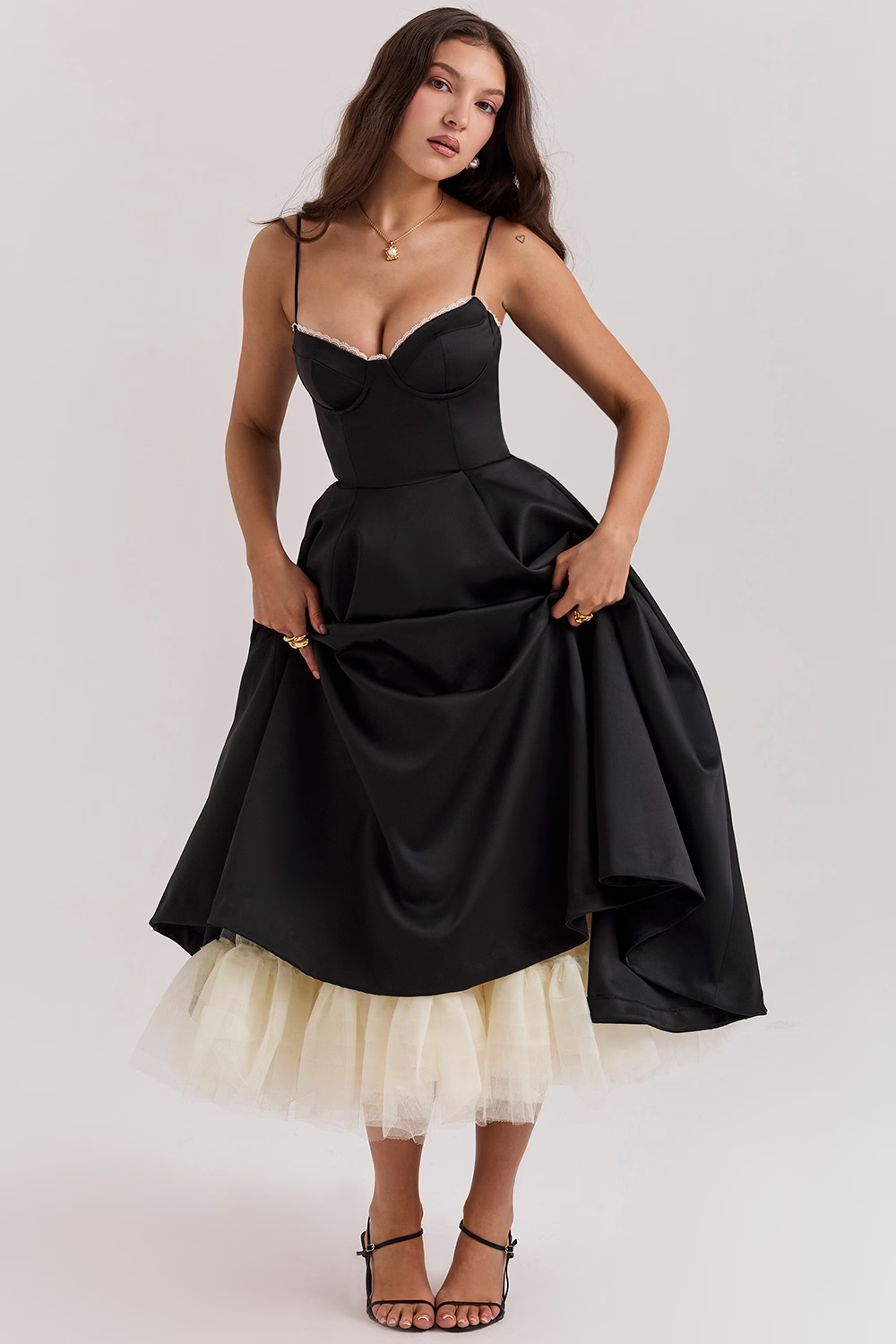 ELIORA | Elegant Midi Dress with Tulle Skirt 7