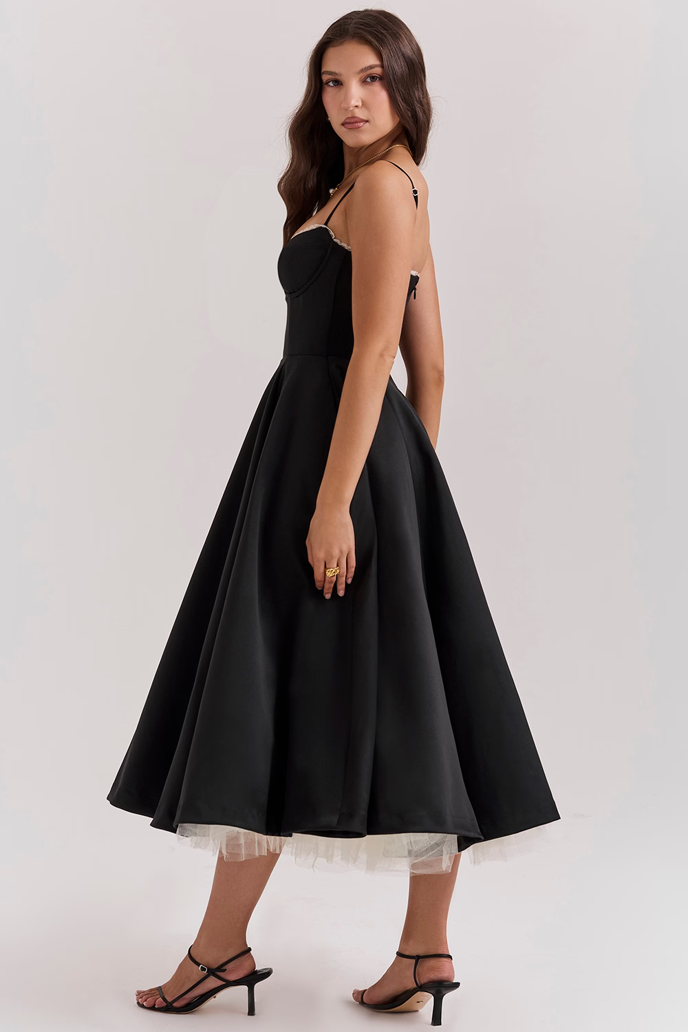 ELIORA | Elegant Midi Dress with Tulle Skirt 8