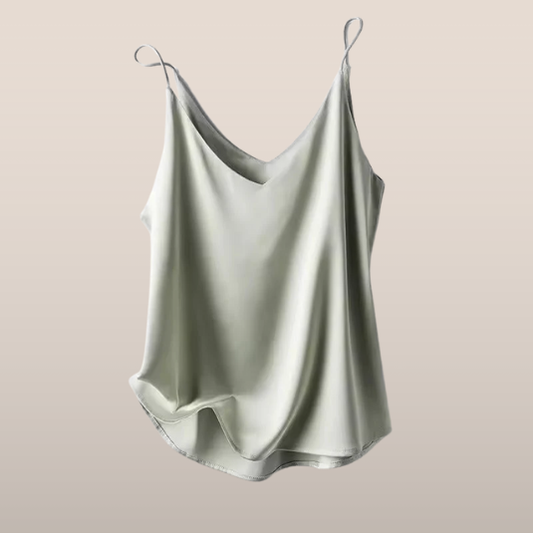 ÉLIORA | Satin top with spaghetti straps and V-neck 0