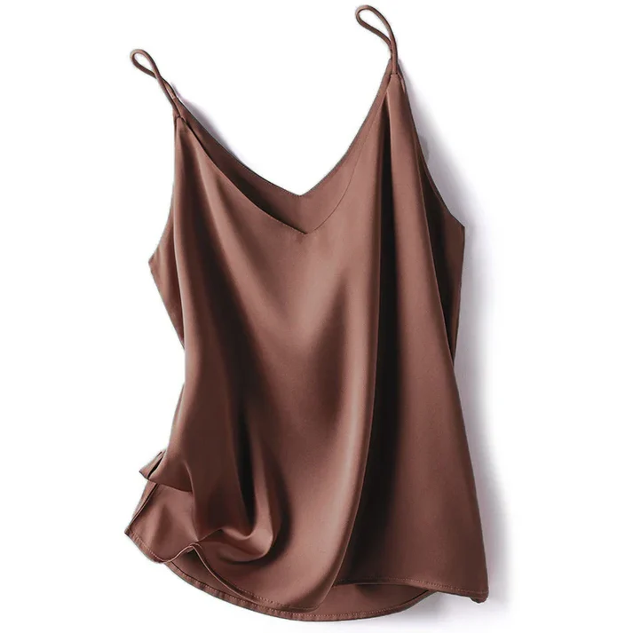 ÉLIORA | Satin top with spaghetti straps and V-neck 2
