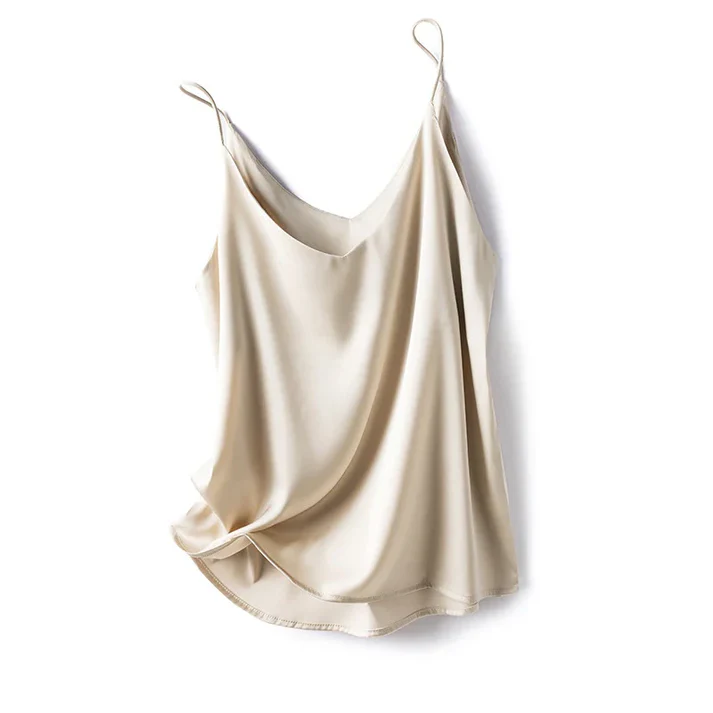 ÉLIORA | Satin top with spaghetti straps and V-neck 6