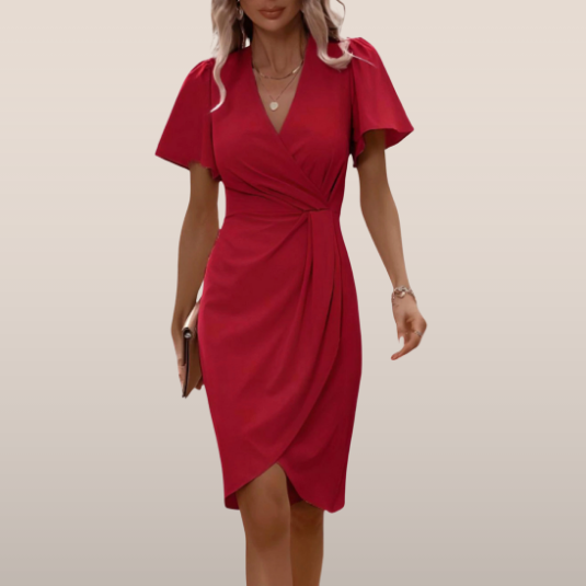 ELVANA | Midi wrap dress with V-neck and butterfly sleeves 1