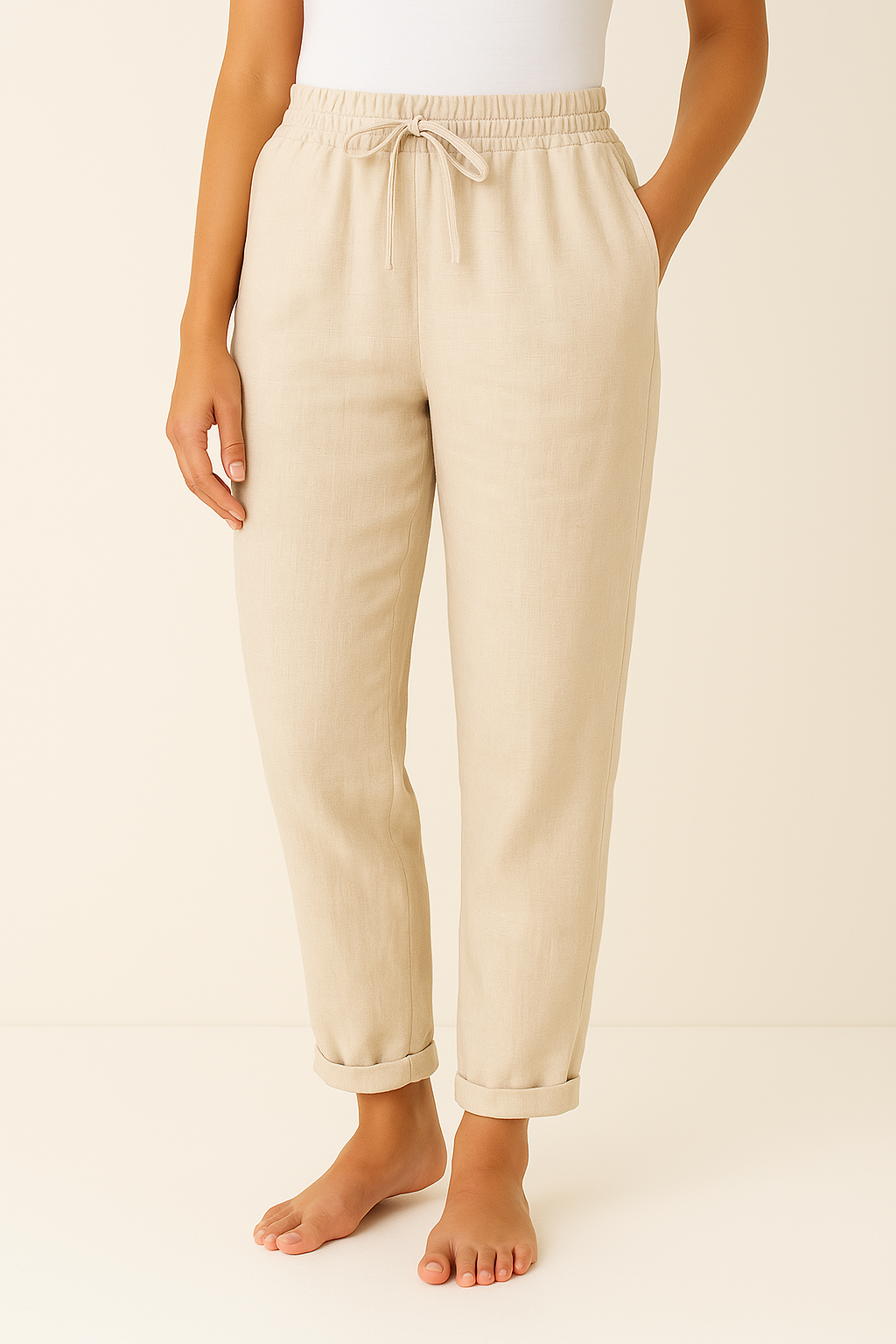 ELVINA | Airy Linen Blend Women's Trousers 4