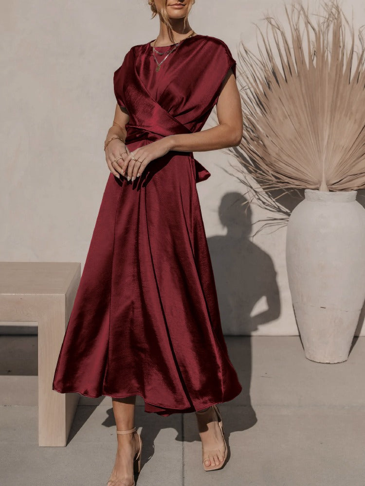 Elaria | Elegant Midi Evening Dress with Layered Sleeves 6