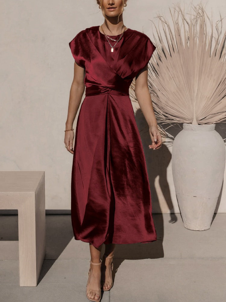 Elaria | Elegant Midi Evening Dress with Layered Sleeves 7
