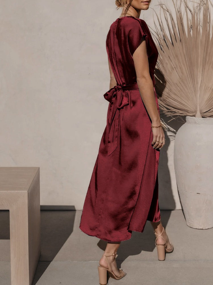 Elaria | Elegant Midi Evening Dress with Layered Sleeves 8
