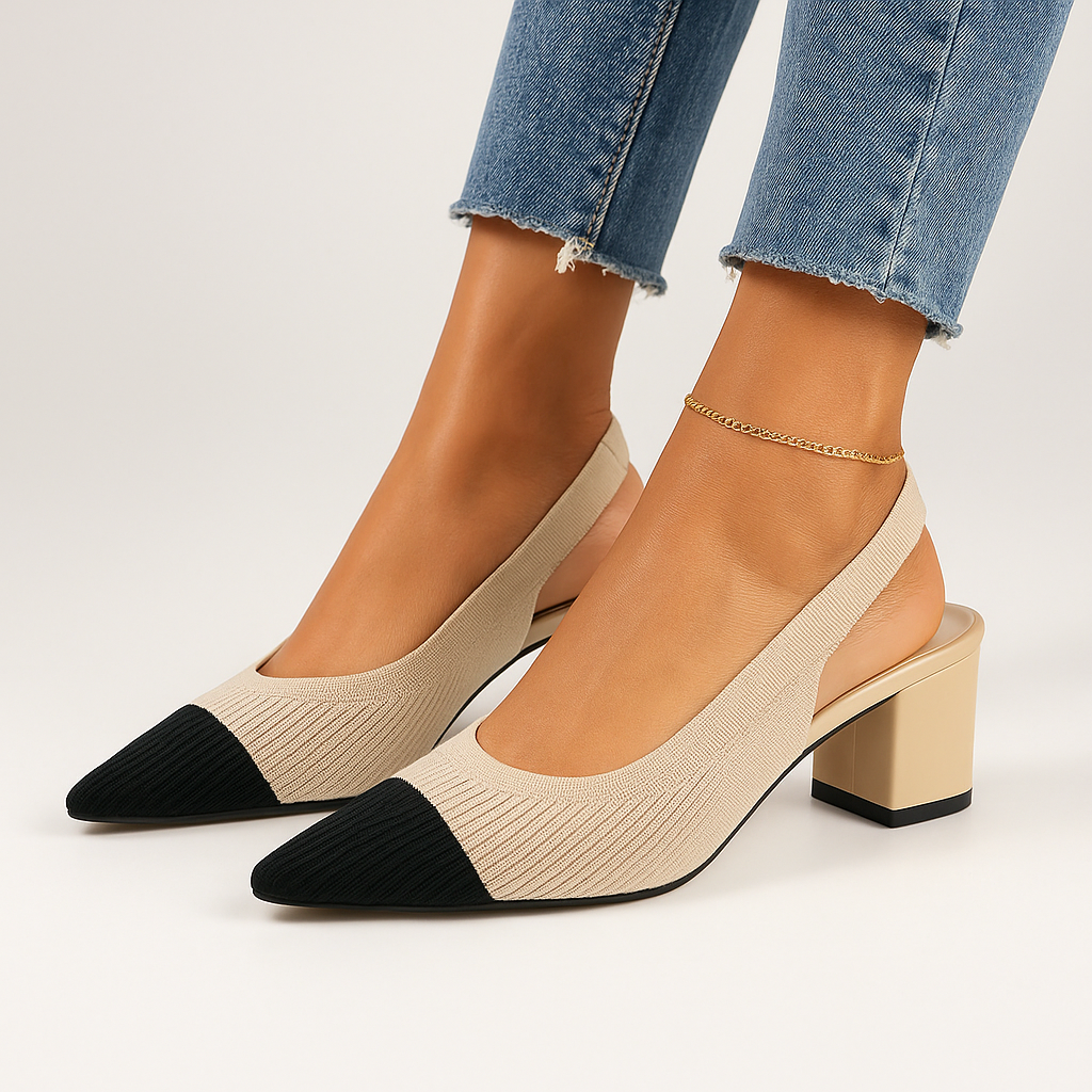 Elaria | Slingback Heels with Pointed Toe and Block Heel 1