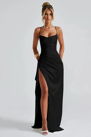 Elarisse | Maxi Dress with Spaghetti Straps and Elegant Split 0