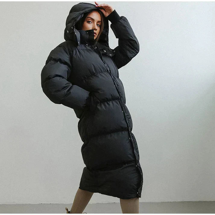 Eline Women's Winter Coat | Padded, Long Cut, High Collar 0